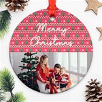 Personalized Photo Any Text Christmas Knitted Style Round Ornament Round Ornament (Two Sides) Back
