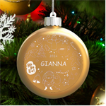 Personalized Christmas Any Text Name Led Glass Round Ornament LED Glass Round Ornament Front