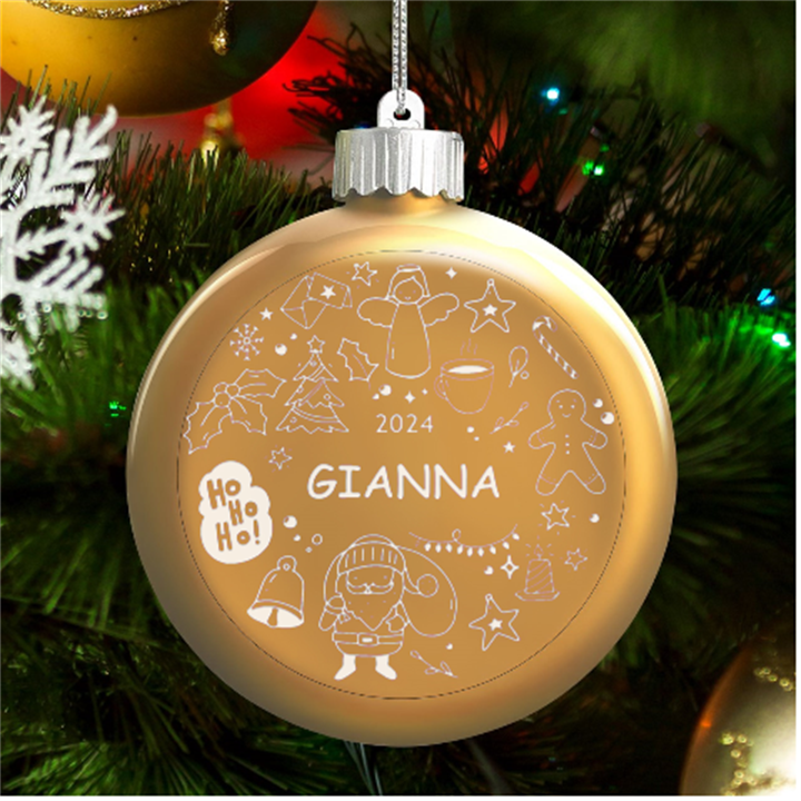 Personalized Christmas Any Text Name Led Glass Round Ornament LED Glass Round Ornament
