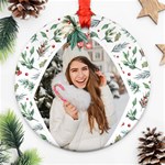 Personalized Photo Any Text Christmas Round Ornament Round Ornament (Two Sides) Front