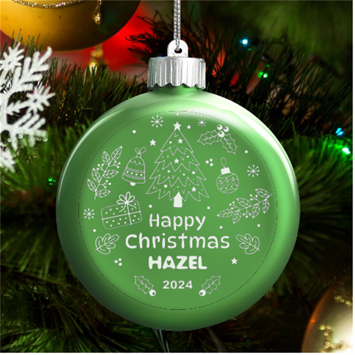 Personalized Christmas Any Text Name Led Glass Round Ornament LED Glass Round Ornament