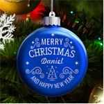 Personalized Christmas Any Text Name Led Glass Round Ornament LED Glass Round Ornament Front