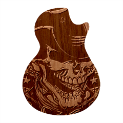 Confederate Flag Usa America United States Csa Civil War Rebel Dixie Military Poster Skull Guitar Shape Wood Guitar Pick Holder Case And Picks Set