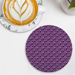 Violet White Pattern Uv Print Round Tile Coaster