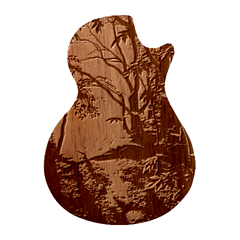 Forest Path Red Nature Guitar Shape Wood Guitar Pick Holder Case And Picks Set