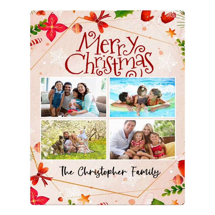 Personalized Christmas Photo Name Any Text Two Sides Premium Plush Fleece Blanket Two Sides Premium Plush Fleece Blanket (Large)