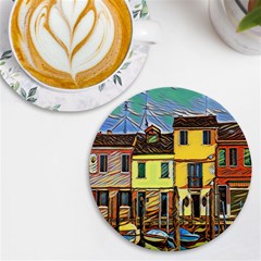 Colorful Venice Homes - Venezia, Italy Uv Print Round Tile Coaster