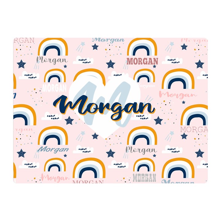 Personalized Childish Pattern Cute Rainbow Stars Clouds Two Sides Premium Plush Fleece Blanket (Mini)