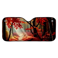 Forest Path Red Nature Car Windshield Sunshade