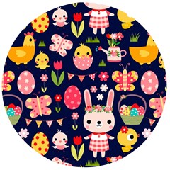 Bunny - Easter Pattern Wooden Bottle Opener (round)