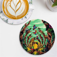 Monkey Tiger Bird Parrot Forest Jungle Style Uv Print Round Tile Coaster