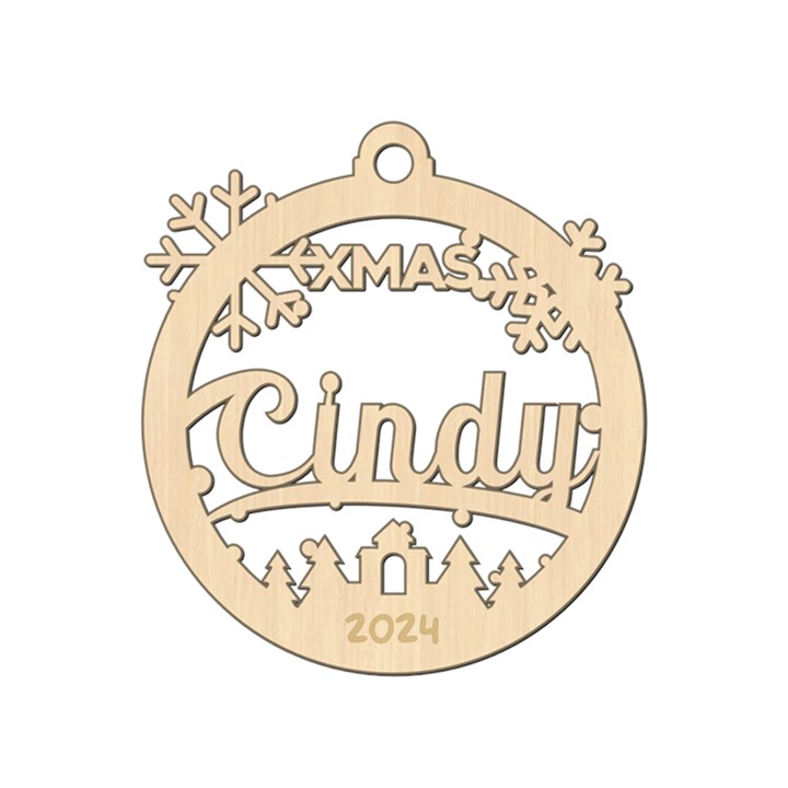 Personalized Snowflake Round Xmas Bubble Wood Ornament Wood Ornament
