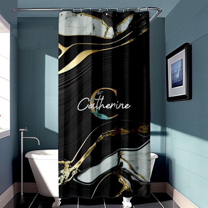 Personalized Marble Initial Name Any Text Shower Curtain Shower Curtain 36  x 72  (Stall)