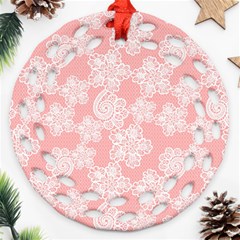 Lace White Ornamental Textile Round Filigree Ornament (two Sides)