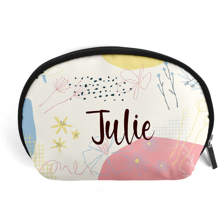 Personalized Hand Drawn Floral Name Any Text Accessory Pouch (Large)