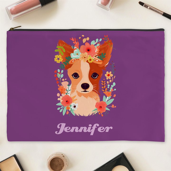 Floral Dog Cosmetic Bag (XXXL)