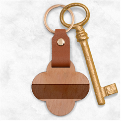 Electric Yellow To Burgundy Red Bilinear Gradient Engraved Wood Key Chain