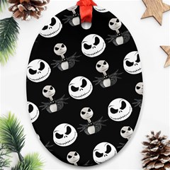 Jack Print, White, Before, Plain, Black, Simple, Christmas Ornament (oval)