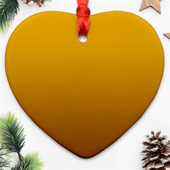 Amber Orange To Chocolate Brown Linear Gradient Heart Ornament (two Sides)