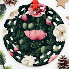 Poppy Flower Plant Petals Bloom Round Filigree Ornament (two Sides)