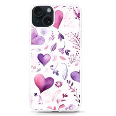 Hearts Love Purple Iphone 15 Tpu Uv Print Case