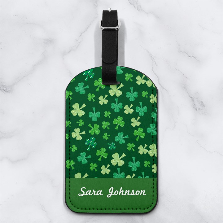Saint Patrick Pattern Nappa Leather Luggage Tag Rectangle