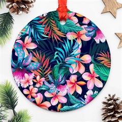 Hawaiian Flowers Hawaii Round Ornament (two Sides)