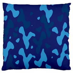 Blue Camouflage Pattern Large Cushion Case (one Side)