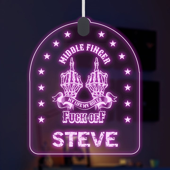 Personalized Middle Finger Attitude Name LED Acrylic Ornament