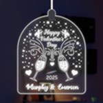 Personalized Name Love Angel Champagne Valentines day LED Acrylic Ornament Front