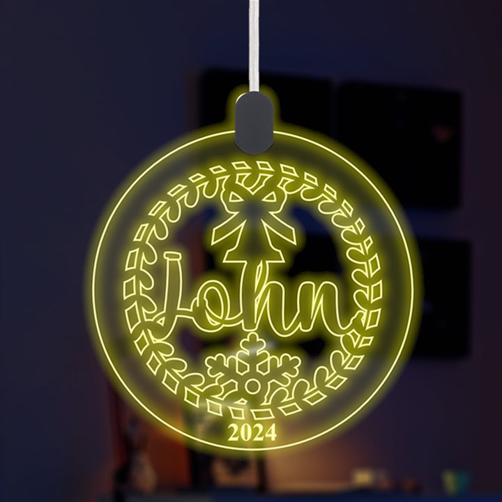 Personalized Christmas Bell Snowflake LED Acrylic Ornament