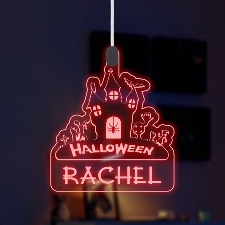 Personalized Halloween Castle Name LED Acrylic Ornament