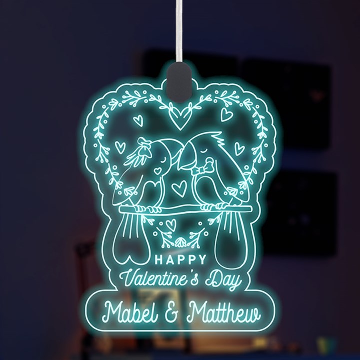 Personalized Couple Illustration Valentine Day Names Any Text LED Acrylic Ornament LED Acrylic Ornament