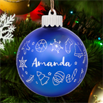 Personalized Merry Christmas Cute Graphic Name LED Glass Sphere Ornament Back