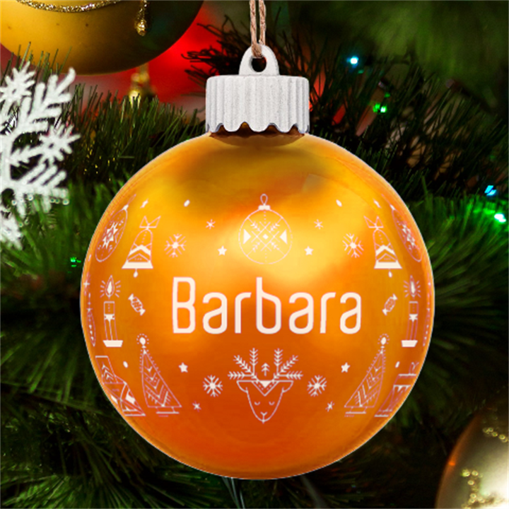 Personalized Merry Christmas Graphic Name LED Glass Sphere Ornament