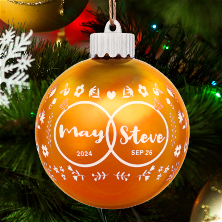 Personalized Wedding Couple Date Name LED Glass Sphere Ornament