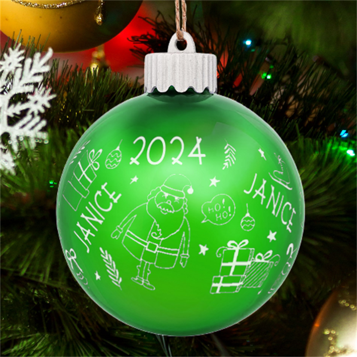 Personalized Merry Christmas Graphic Name LED Glass Sphere Ornament
