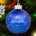 Personalized Merry Christmas Graphic Name LED Glass Sphere Ornament Back