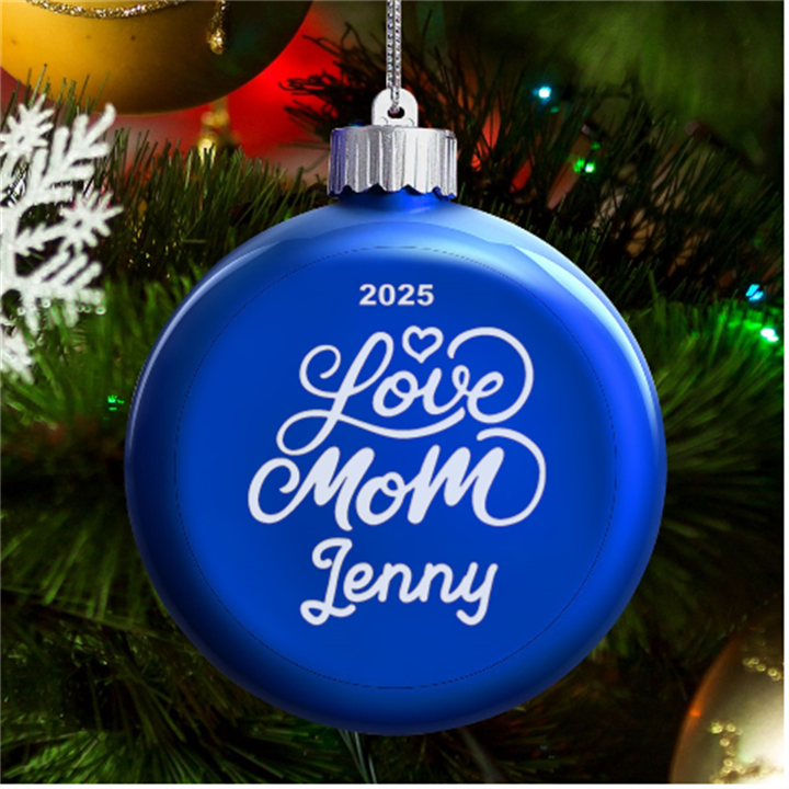 Personalized Mothers Day Name LED Glass Round Ornament