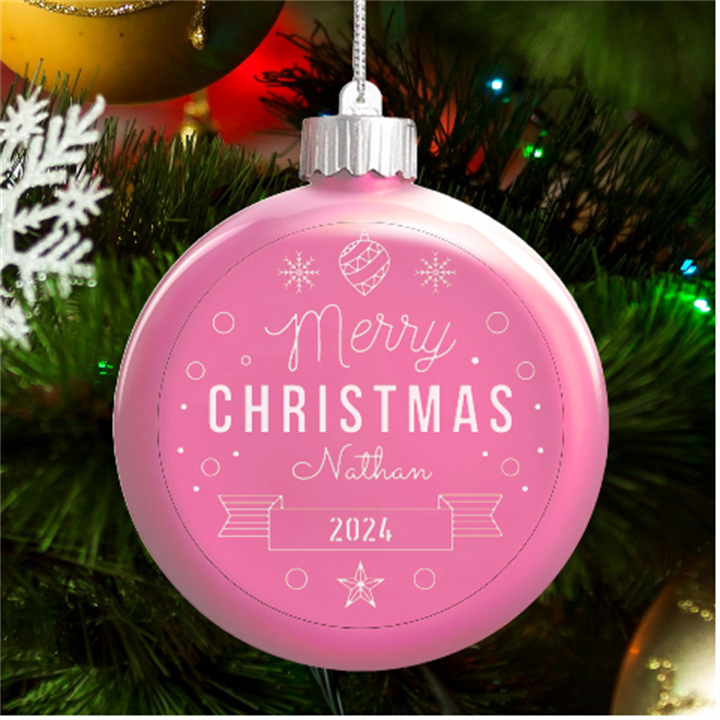 Personalized Christmas Any Text Name Led Glass Round Ornament LED Glass Round Ornament