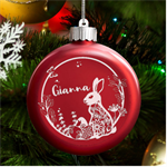 Personalized Name Easter Bunny Rabbit LED Glass Round Ornament Front