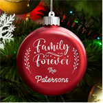 Personalized Family Name LED Glass Round Ornament Front