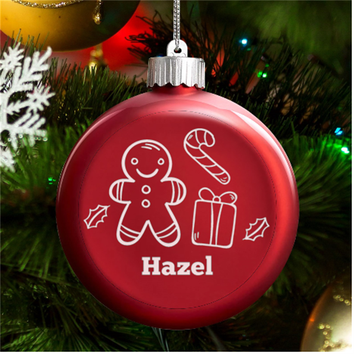 Christmas Gingerbread LED Glass Round Ornament