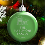 Personalized Family Name LED Glass Round Ornament Front