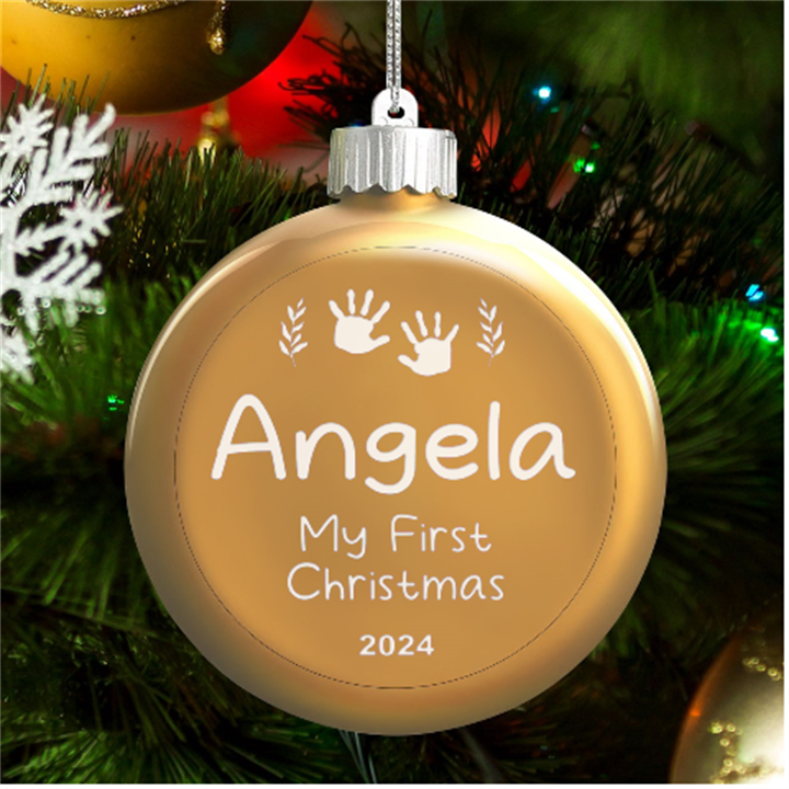 Personalized baby first festival Name LED Glass Round Ornament