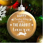 Personalized Easter Day Rabbit Egg Name LED Glass Round Ornament Front