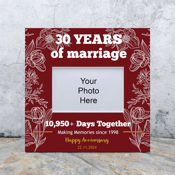 Personalized Wedding anniversary Years of Marriage Any Text in Color Box Photo Frame White Box Photo Frame 4  x 6 