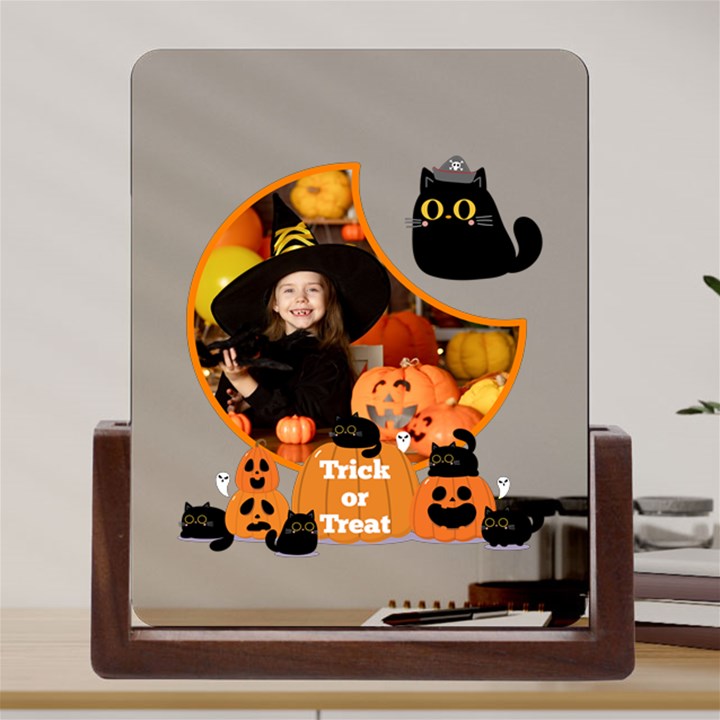 Personalized Photo Moon Black Cat Acrylic UV Print 6  Tabletop Frame Acrylic UV Print 6  Tabletop Frame (U-Shape)