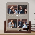 Personalized 4 Photo Any Text Couple Valentine Day Acrylic UV Print 6  Tabletop Frame (U-Shape) Front