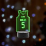 Personalized Text Basketball Kit Remote LED Acrylic Message Display (Black Round Stand)  Front